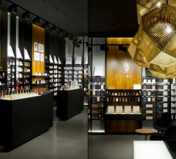 復古木質烤漆柜臺設計，化妝品展示柜定制大圖