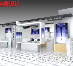 國外客戶定制品牌化妝品柜臺，3d效果圖