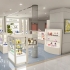 白色烤漆C3款木質烤漆化妝品展示柜臺設計效果圖