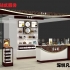 中式化妝品店展柜，化妝品柜臺設計制作效果圖